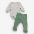 Outfit green ribbed leggings with cream marl bodys