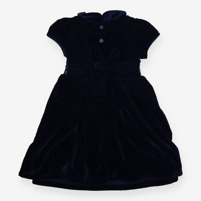 Velour Blue Smocked Party Dress