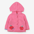 Cardigan pink knit apples hooded