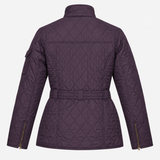 Quilted Jacket Dark Purple Belted High Neck