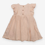 Dress light pink muslin crochet bodice