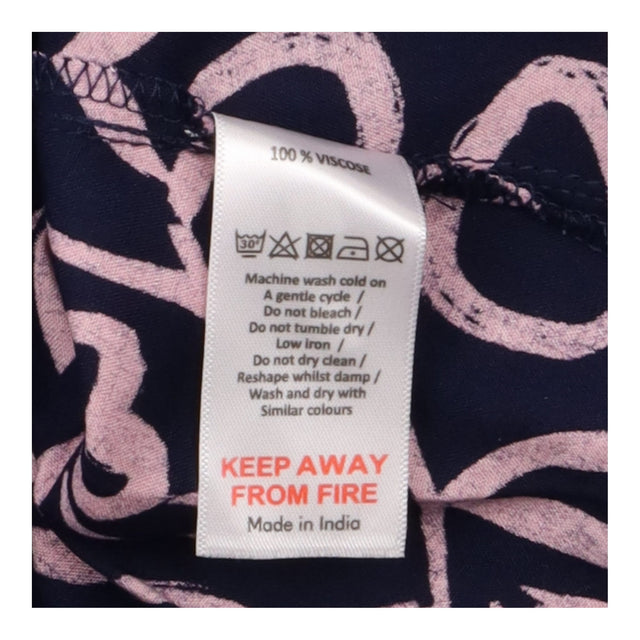 Navy Pink Abstract Print Tie Waist Maxi Dress