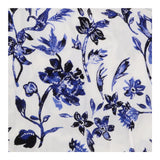 Long Sleeve Button‑Up Blouse, White & Blue Print