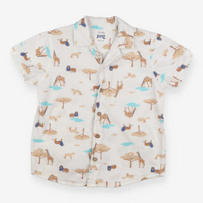 Shirt white animals print