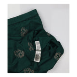 Dark Green Pinecone Embroidered Cotton A-Line Mini