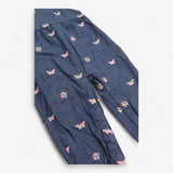 Dungarees navy with flower and butterfly applique