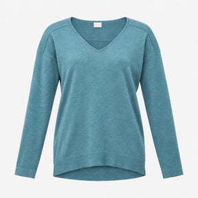Jumper Long Sleeve V Neck Dropped Shoulder Teal