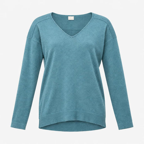 Jumper Long Sleeve V Neck Dropped Shoulder Teal