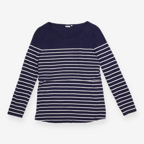 Navy White Stripe Long Sleeve Maternity & Nursing 