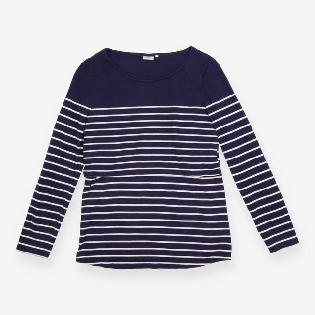 Navy White Stripe Long Sleeve Maternity & Nursing 