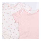 Bodysuits 2pc pink stripe flowers SS