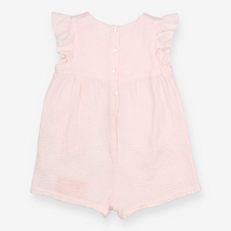 Romper pink SS muslin strawberries