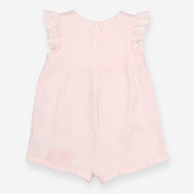 Romper pink SS muslin strawberries