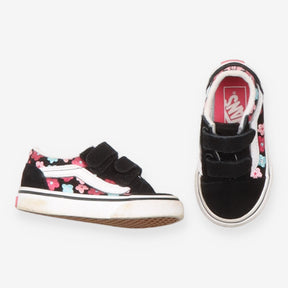 Vans Shoes Black with Glitter Flowers
