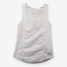 White Cotton Sleeveless Blouse Broderie Lace Boho 