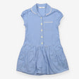 Blue gingham school dress button up