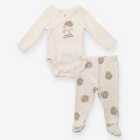 Outfit cream 2pc ribbed Acorn wrap bodysuit and le