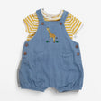 Dungarees Shortie Light Denim with Giraffe and Yel