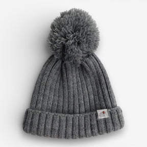 Grey knit bobble hat
