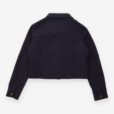 Utility Jacket Navy Gold Button Pocket Detail