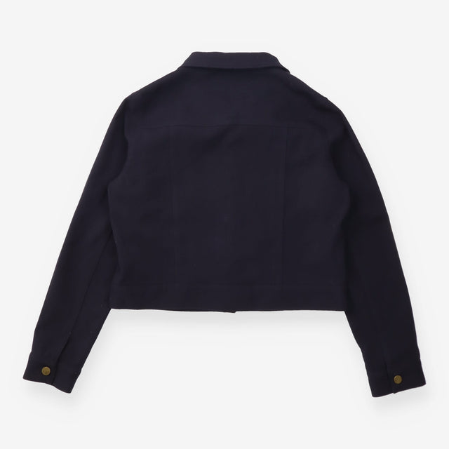 Utility Jacket Navy Gold Button Pocket Detail