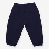 Navy joggers with white drawstring