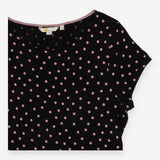 Midi Dress Jersey Polka Dot Pink black Short Sleev