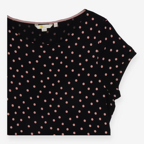 Midi Dress Jersey Polka Dot Pink black Short Sleev