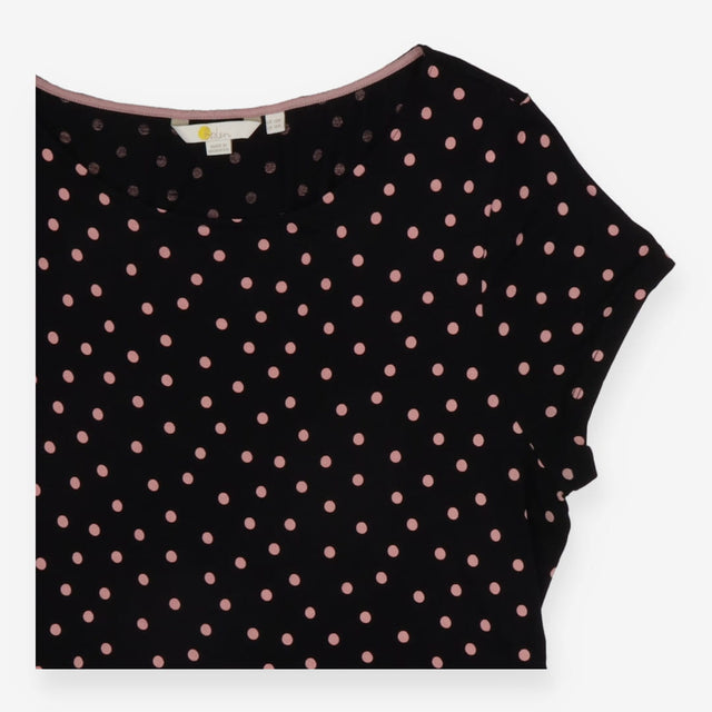 Midi Dress Jersey Polka Dot Pink black Short Sleev