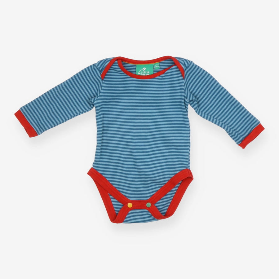 Bodysuit Long Sleeve Blue Stripe with Red Edging