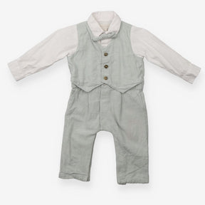 Romper Waistcoat White and Sage