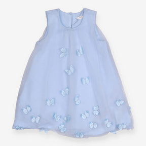 Dress blue sleeveless tulle butterflies