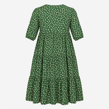 Tiered Midi Dress Organic Cotton Floral Print Wrap