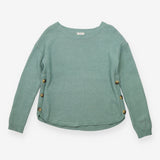 Mint Green Textured Knit Jumper With Side Buttons