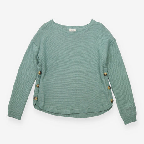Mint Green Textured Knit Jumper With Side Buttons