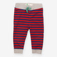 Joggers navy and red stripe green drawstring