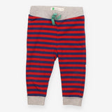 Joggers navy and red stripe green drawstring