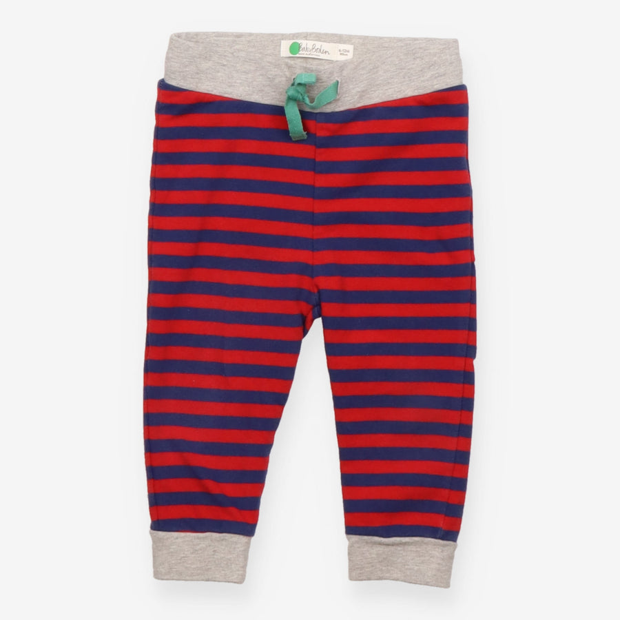 Joggers navy and red stripe green drawstring