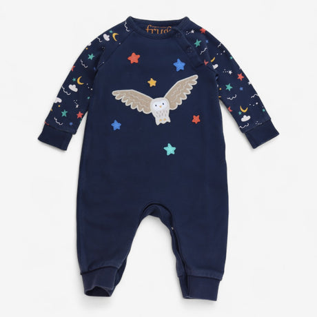 Footless sleepsuit navy owl and stars