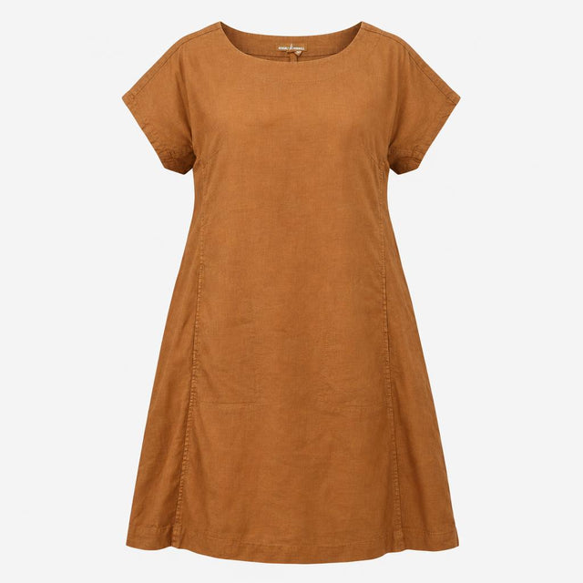 Warm Brown Terracotta 100% Linen Short Sleeve Side