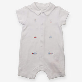 Romper Shortie White Transport Applique