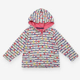 Sweater Half Button Navy Stripe with Strawberry Ap
