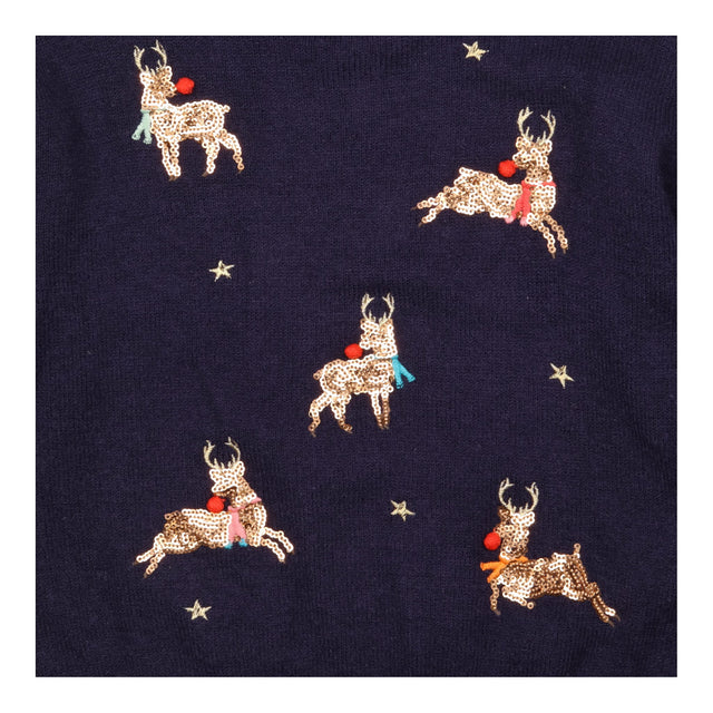 Jumper Knit Navy Sequin Reindeers