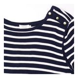Tunic Top Navy White Breton Stripe Gold Button Mat