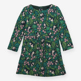 Jersey Dress Green with Pandas and Flowers