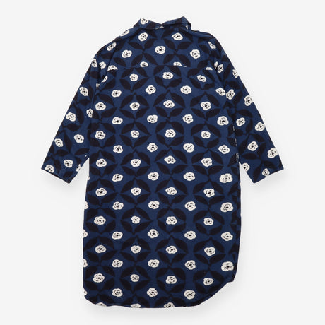 Dark Blue Floral Viscose Blend Shirt Dress