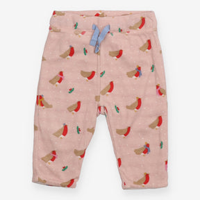 Leggings reversible red stripe pink festive robins