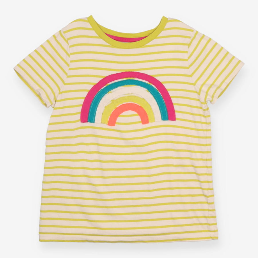 Tee Light Green and Cream Stripe with Rainbow