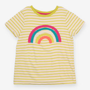 Tee Light Green and Cream Stripe with Rainbow