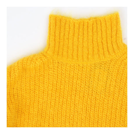 Yellow oversize knitted mohair rollneck sweater